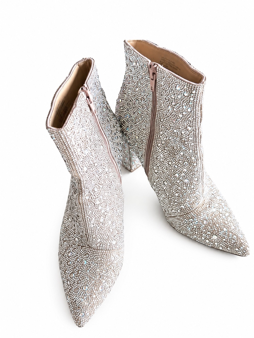 Betsey Johnson SB-Cady 8.5M Glittering Silver Heeled Booties